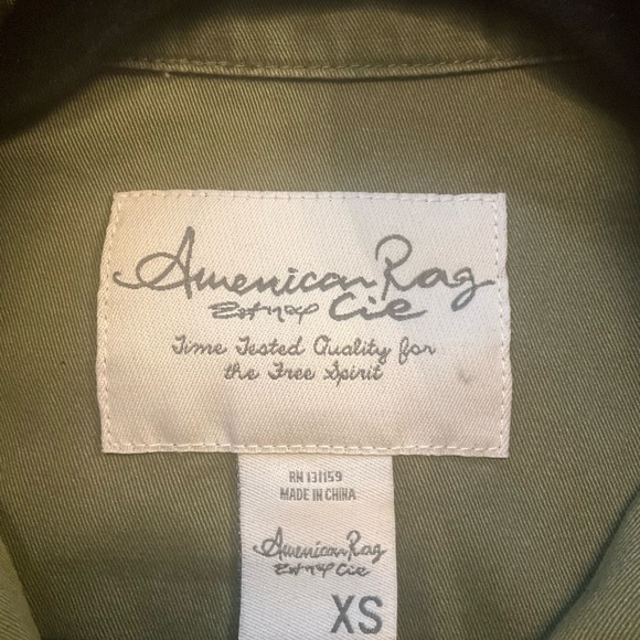 American Rag Olive Green Utility Jacket with Rose Embroidery - Picture 5 of 5